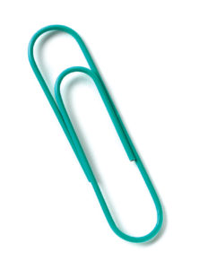 A teal paper clip.