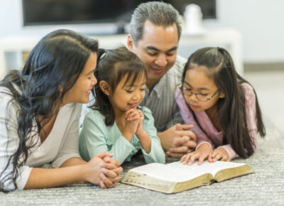 family experiencing activities from their Lent calendar