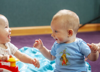 toddlers playing together during nursery bible lesson