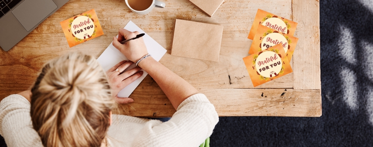 Woman writing thank you cards