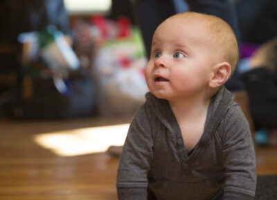Nursery kid hearing about when Saul Meets Jesus.
