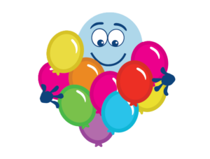 holding a pile of balloons