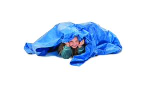 kid under tarp
